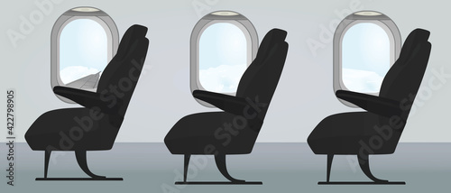 Airplane window and airseat. vector