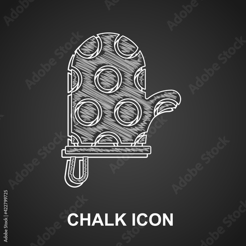White Oven glove icon isolated on crumpled paper background. Kitchen potholder sign. Cooking glove. Paper art style. Vector