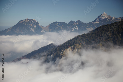 View of the Wendelstein mountain in Bavaria. Germany. A popular destination for excursions. Invites you to hike. 