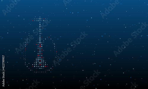 On the left is the hookah symbol filled with white dots. Background pattern from dots and circles of different shades. Vector illustration on blue background with stars