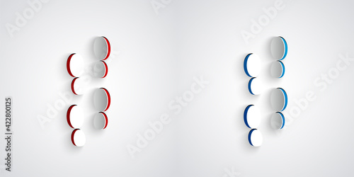 Paper cut Human footprints shoes icon isolated on grey background. Shoes sole. Paper art style. Vector