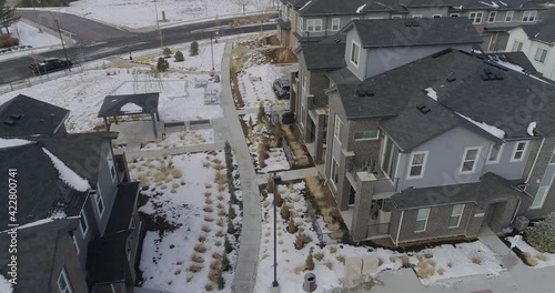 Suburban housing development with a rocky mountain view photo