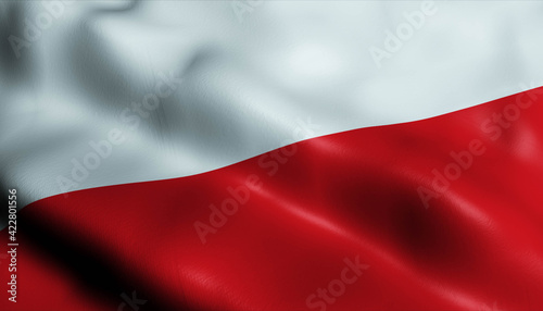 3D Waving Austria City Flag of Upper Austria Closeup View