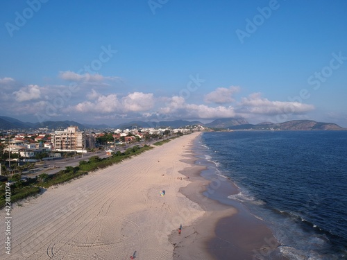 Aerial view of Piratininga beach in Niterói, Rio de Janeiro. Sunny day. Drone photo photo