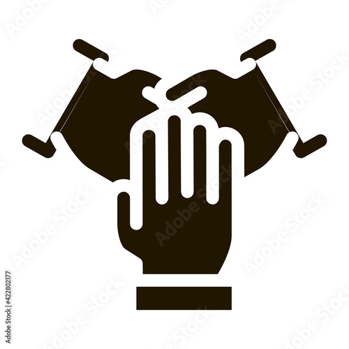 triple handshake icon Vector Glyph Illustration