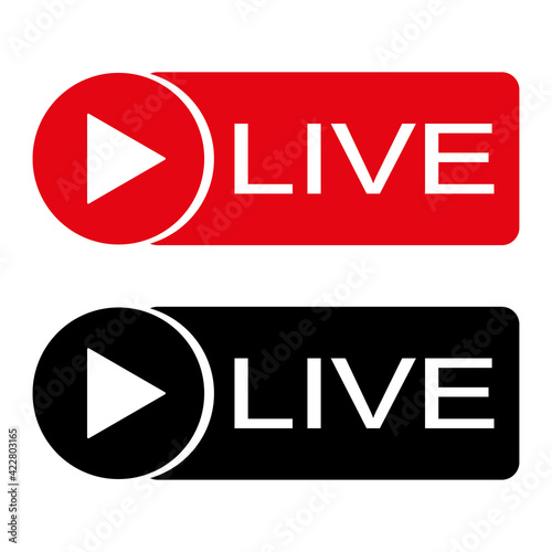 Free Download Live broadcast icon. Live video streaming. Red symbols and buttons for live broadcast, online broadcast. Red and black buttons for live and online applications. Vector - GFXLoad