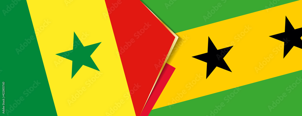 Senegal and Sao Tome and Principe flags, two vector flags. Senegal and Sao Tome and Principe flags, two vector flags.