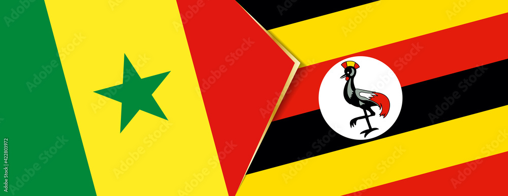 Senegal and Uganda flags, two vector flags. Senegal and Uganda flags, two vector flags.