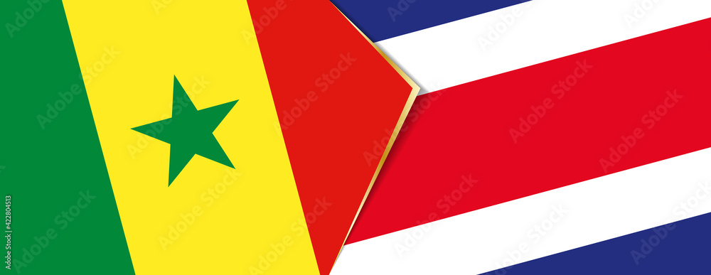 Senegal and Costa Rica flags, two vector flags.