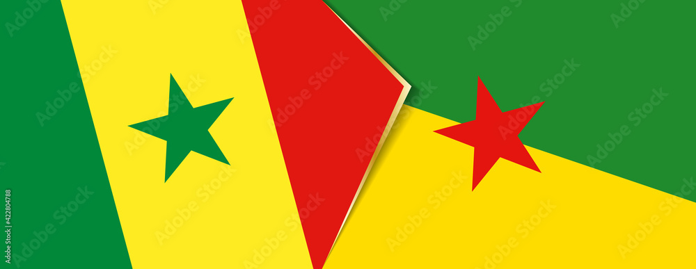 Senegal and French Guiana flags, two vector flags. Senegal and French Guiana flags, two vector flags.