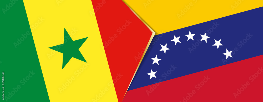 Senegal and Venezuela flags, two vector flags. Senegal and Venezuela flags, two vector flags.