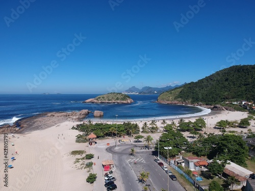 Aerial view of Piratininga beach in Niterói, Rio de Janeiro. Sunny day. Drone photo photo