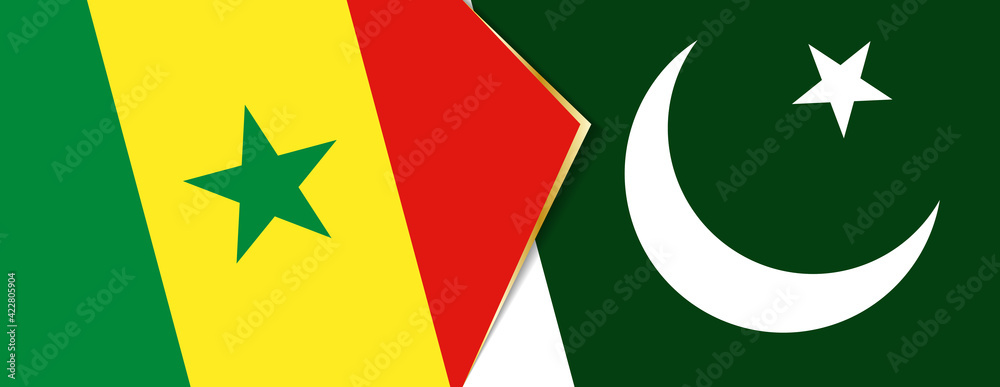 Senegal and Pakistan flags, two vector flags. Senegal and Pakistan flags, two vector flags.