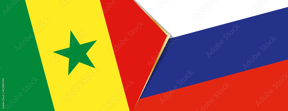 Senegal and Russia flags, two vector flags. Senegal and Russia flags, two vector flags.