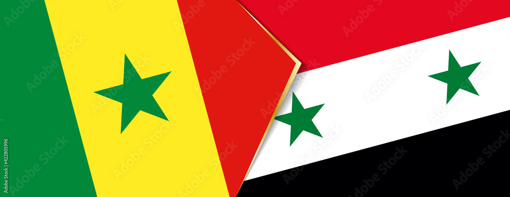 Senegal and Syria flags, two vector flags. Senegal and Syria flags, two vector flags.
