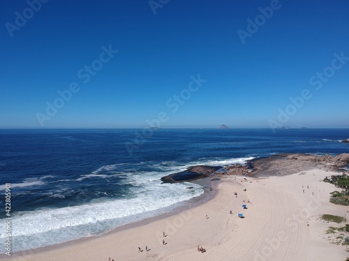 Aerial view of Piratininga beach in Niterói, Rio de Janeiro. Sunny day. Drone photo photo