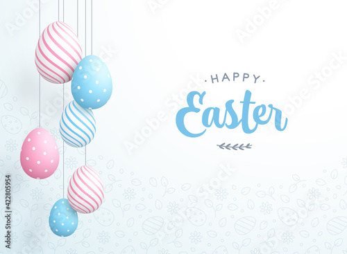Happy Easter Message Colorful Hanging Easter Egg Elements
