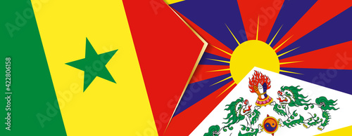 Senegal and Tibet flags, two vector flags.