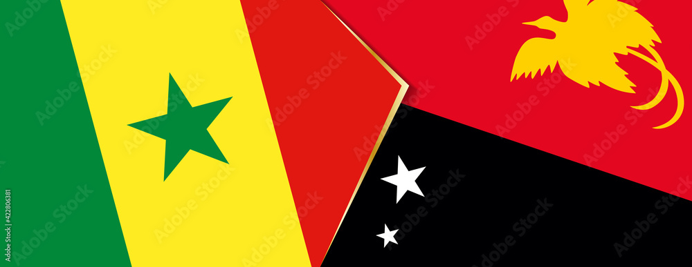 Senegal and Papua New Guinea flags, two vector flags. Senegal and Papua New Guinea flags, two vector flags.