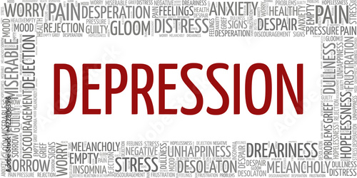 Depression vector illustration word cloud isolated on a white background.