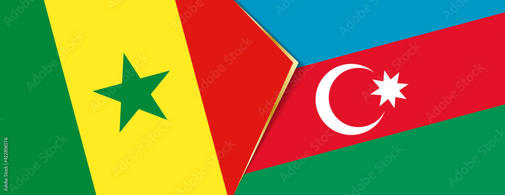 Senegal and Azerbaijan flags, two vector flags. Senegal and Azerbaijan flags, two vector flags.