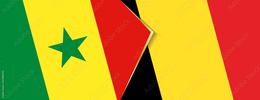 Senegal and Belgium flags, two vector flags. Senegal and Belgium flags, two vector flags.