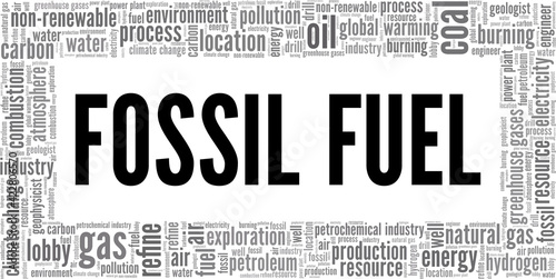 Fossil fuel vector illustration word cloud isolated on a white background.