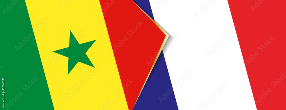 Senegal and France flags, two vector flags. Senegal and France flags, two vector flags.