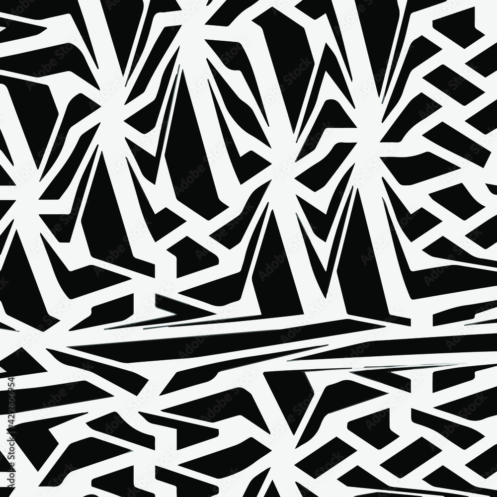 Mosaic consists of black and white geometric shapes. Mosaic consists of black and white geometric shapes.