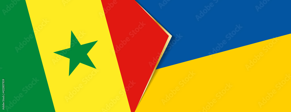 Senegal and Ukraine flags, two vector flags. Senegal and Ukraine flags, two vector flags.