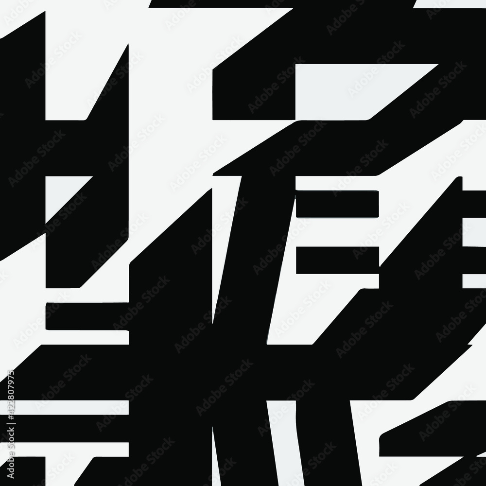 Mosaic consists of black and white geometric shapes. Mosaic consists of black and white geometric shapes.