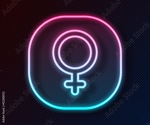 Glowing neon line Venus symbol icon isolated on black background. Astrology, numerology, horoscope, astronomy. Vector