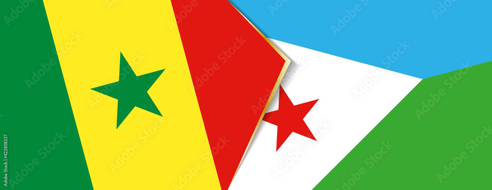Senegal and Djibouti flags, two vector flags. Senegal and Djibouti flags, two vector flags.