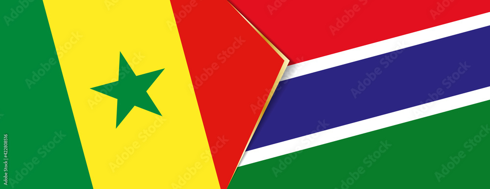 Senegal and Gambia flags, two vector flags. Senegal and Gambia flags, two vector flags.