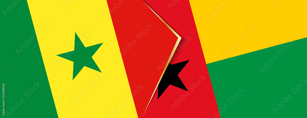 Senegal and Guinea-Bissau flags, two vector flags. Senegal and Guinea-Bissau flags, two vector flags.