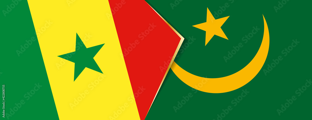 Senegal and Mauritania flags, two vector flags. Senegal and Mauritania flags, two vector flags.