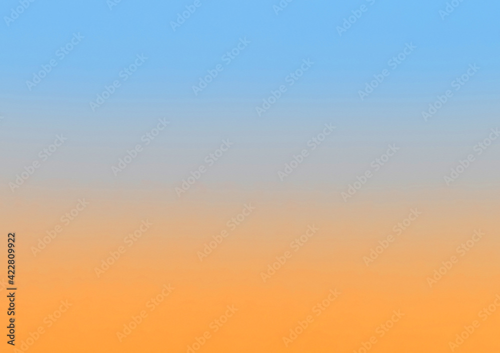 Twilight with orange gradient sunset and light blue sky background