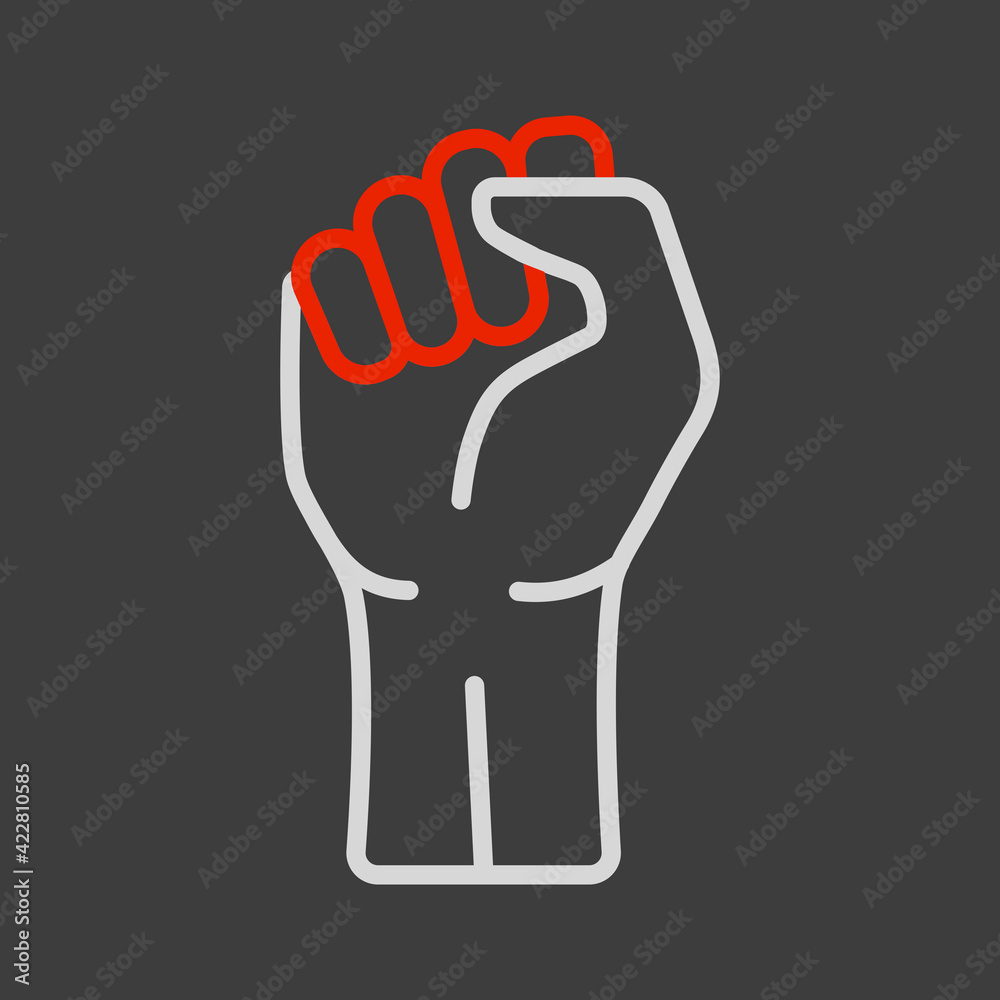 Obraz premium Fist raised up vector icon. Protest, strike sign