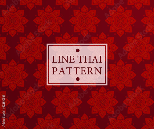 red line thai background with ornament
