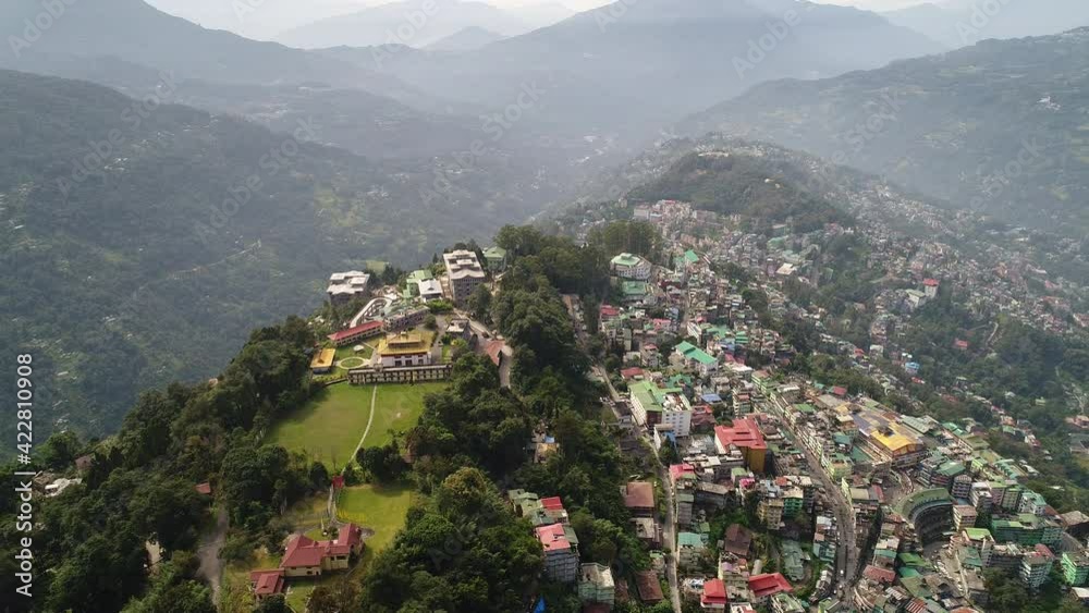 Ville de Gangtok dans le Sikkim en Inde vue du ciel