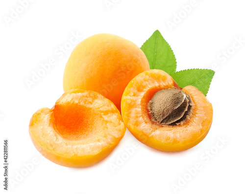 Sweet apricots on white backgrounds.