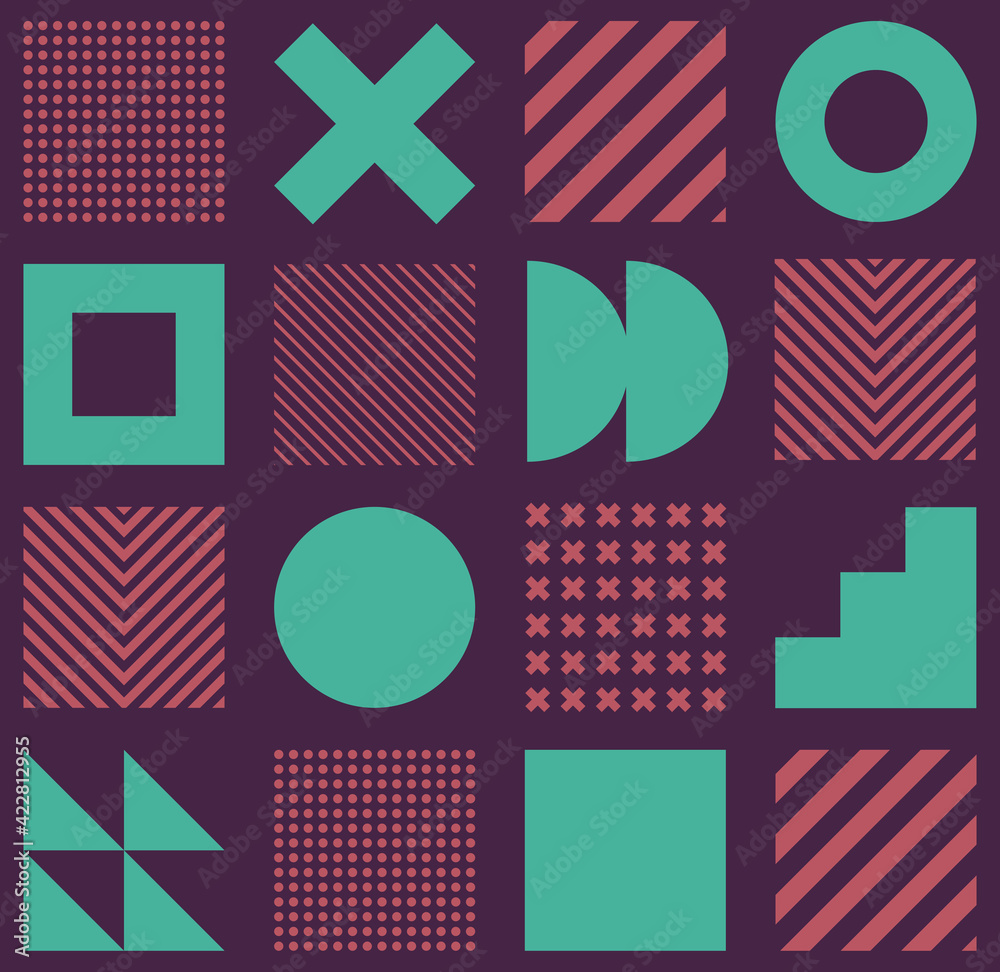 Minimalistic geometric seamless pattern in Scandinavian style. Abstract background with simple shapes and textures.