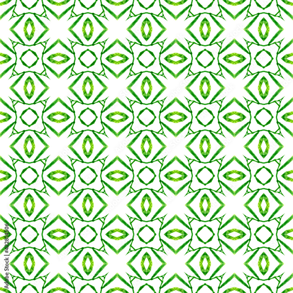 Hand drawn green mosaic seamless border. Green
