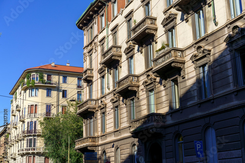 Historic buildings along via San Michele del Carso in Milan