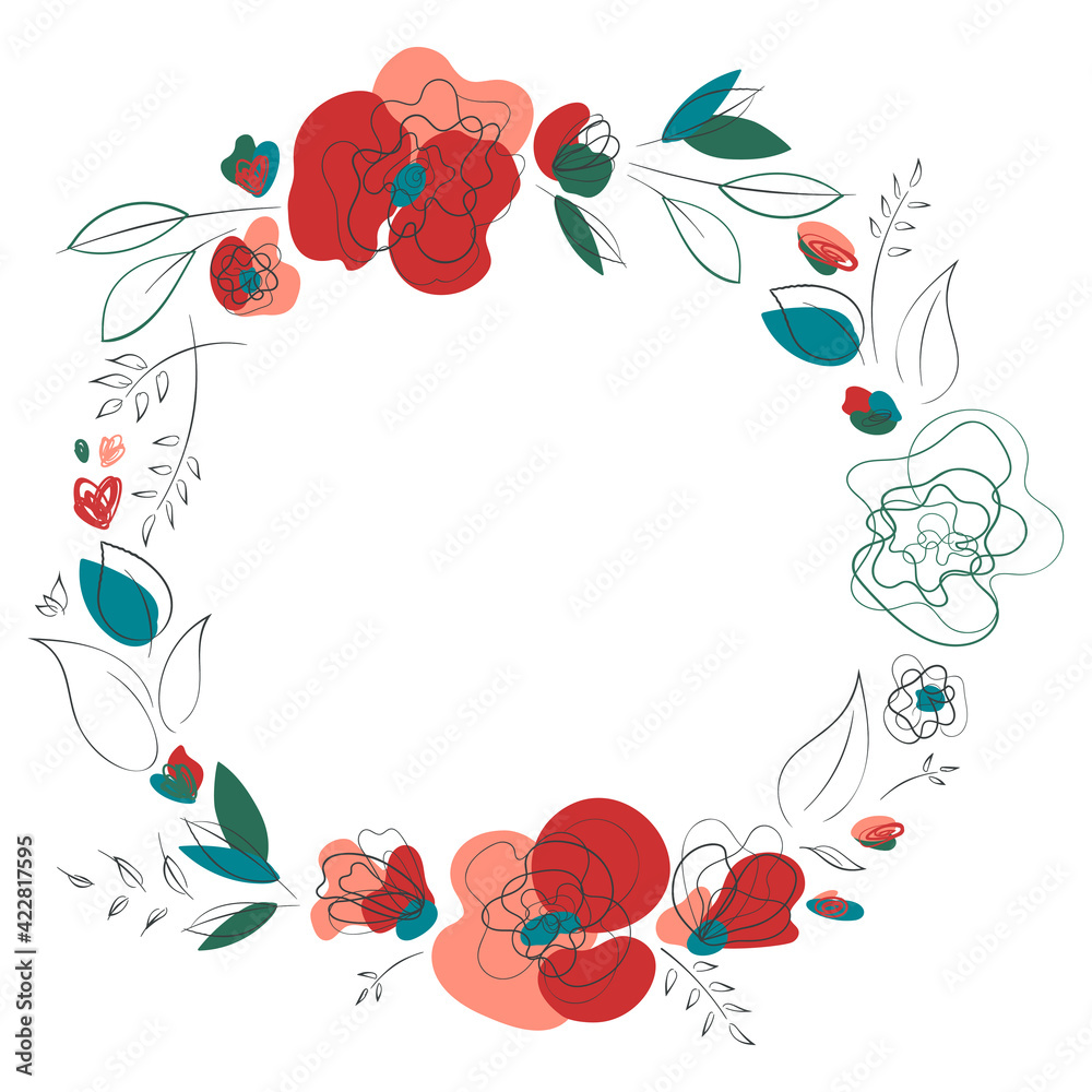 Poppy seasonal light floral wreath frame