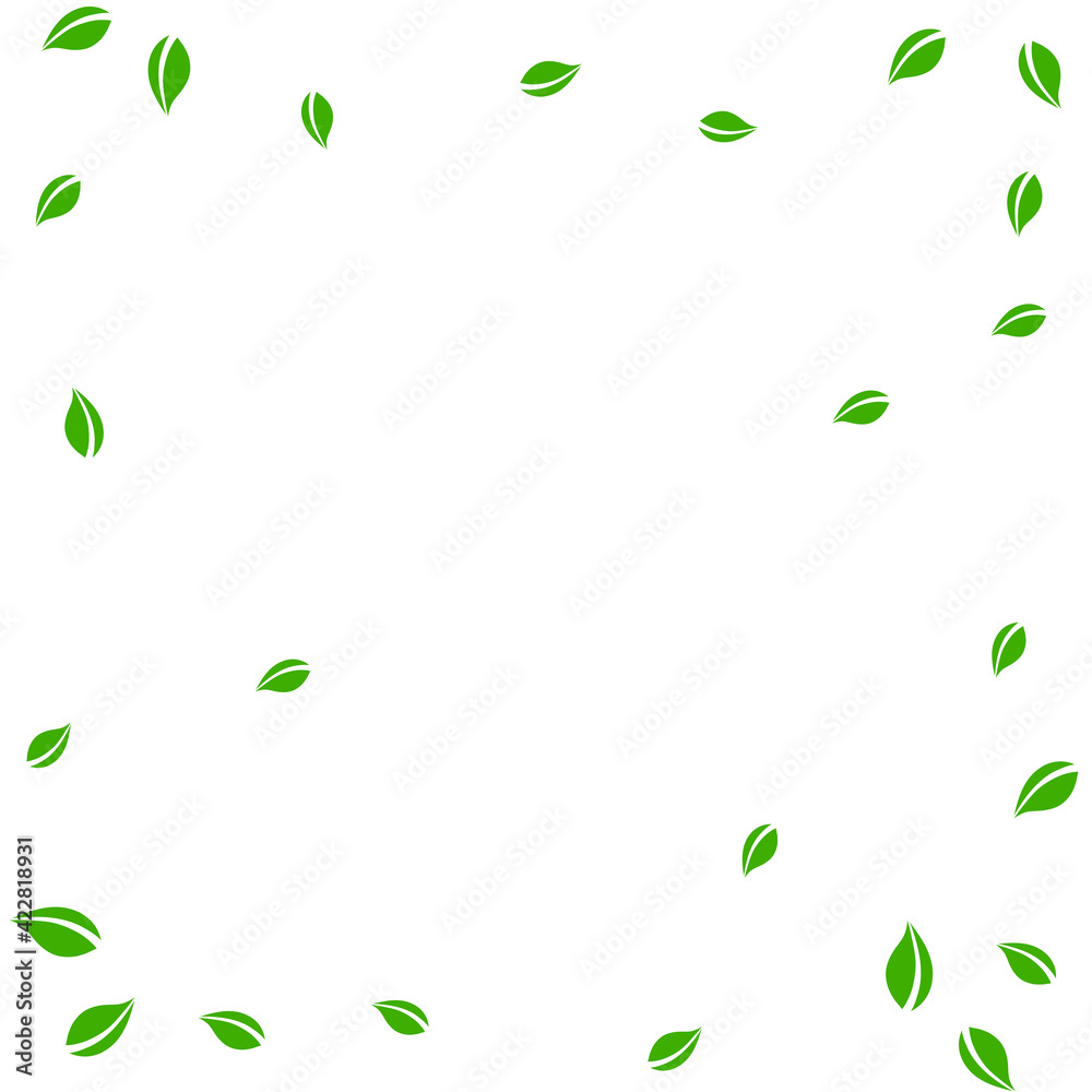 Falling green leaves. Fresh tea random leaves flyi Falling green leaves. Fresh tea random leaves flyi