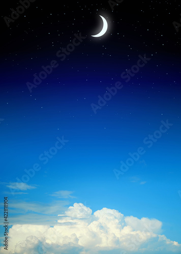 Day and night sky with moon