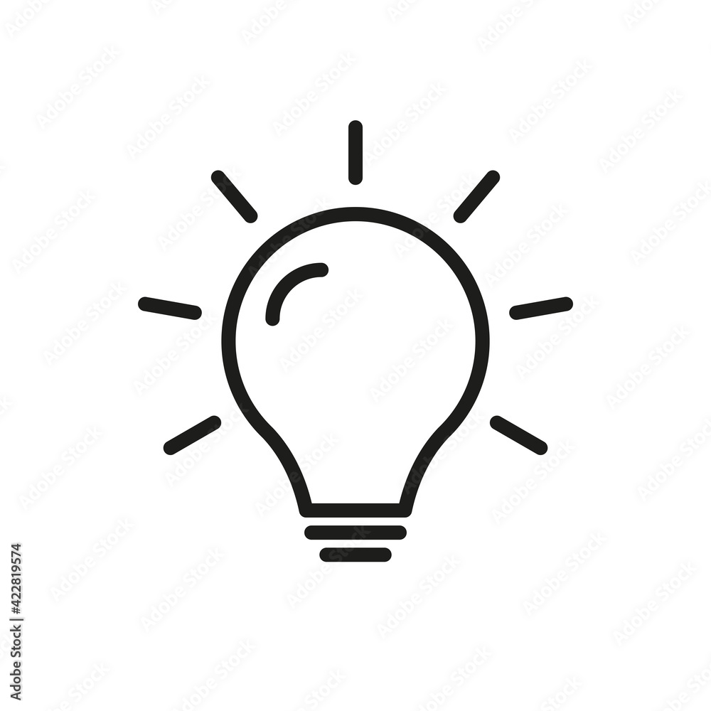 Light bulb icon. A symbol of an idea, a solution. Electric light bulb. Simple vector illustration on a white background Light bulb icon. A symbol of an idea, a solution. Electric light bulb. Simple vector illustration on a white background