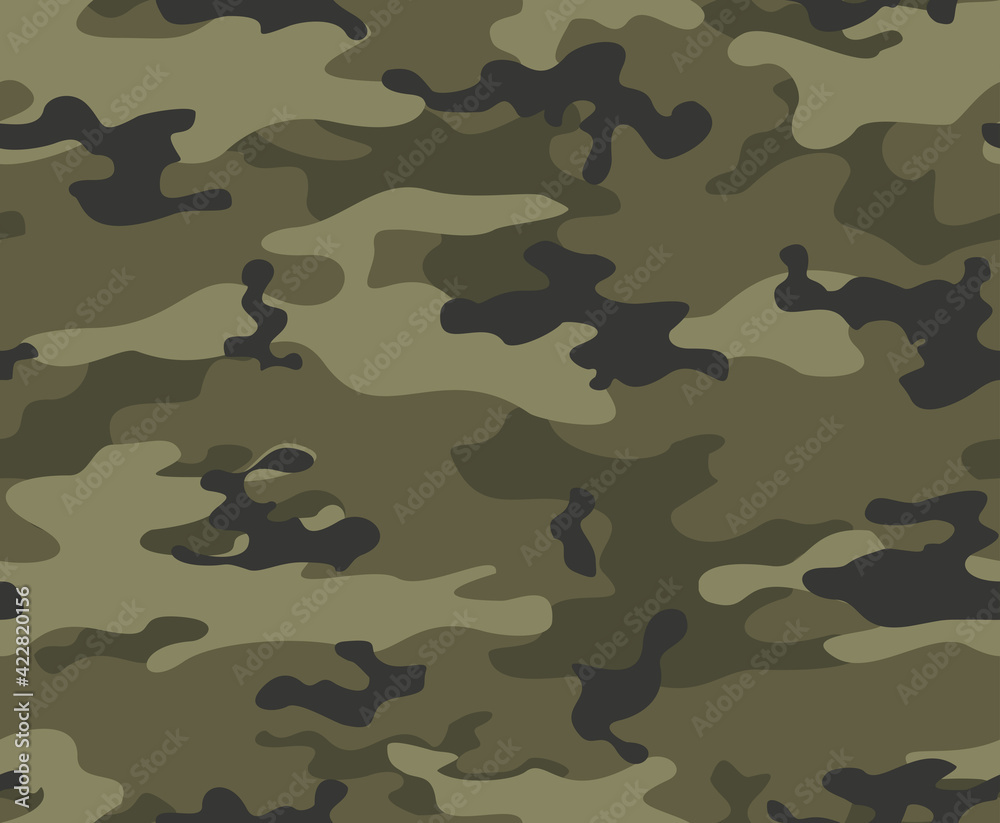Fototapeta premium Khaki camouflage background, seamless vector print. Ornament