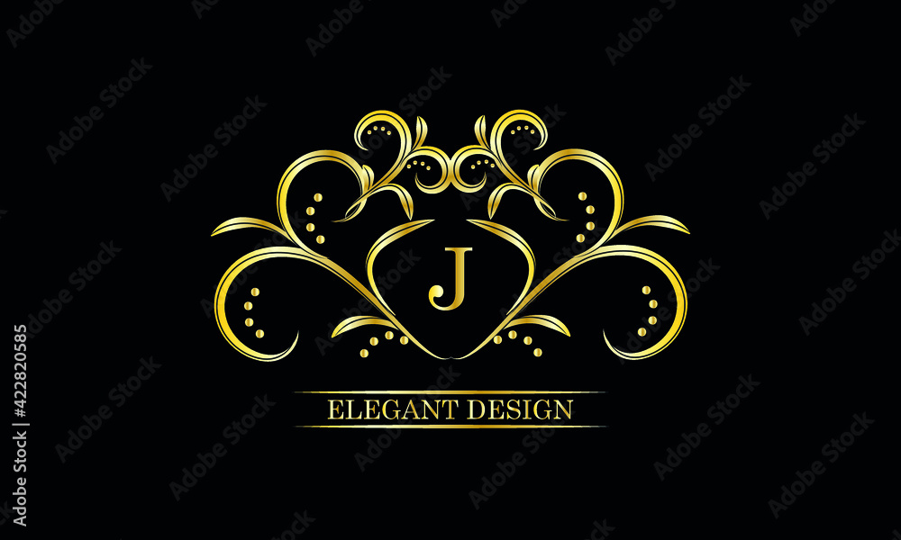 Luxurious monogram, design of an exquisite ornament with the letter J. Illustration of good as a logo of a fashion boutique, hotel brand, restaurant, business, cover. Luxurious monogram, design of an exquisite ornament with the letter J. Illustration of good as a logo of a fashion boutique, hotel brand, restaurant, business, cover.